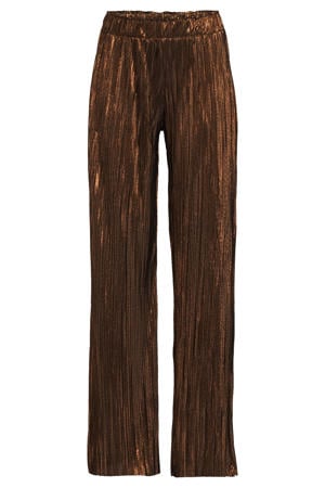 plisse wide leg brons