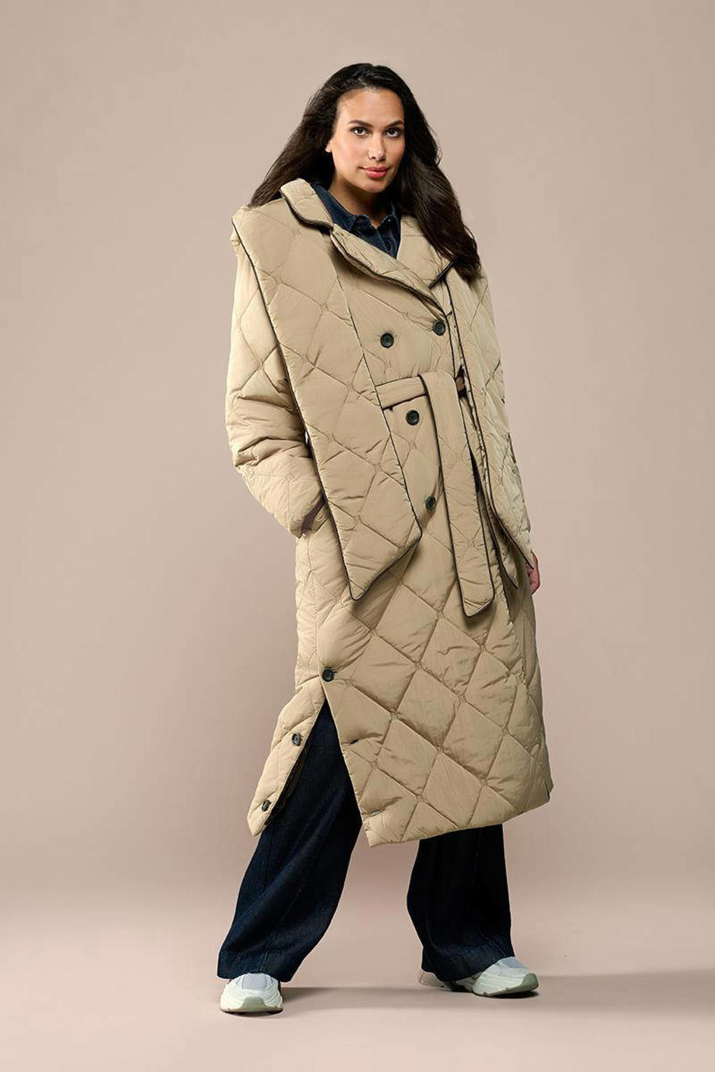 HaicoM Enkellange lange jas voor vrouwen winter elegante formele trenchcoat dames effen kleur zakken jas dames reverskraag uitloper stijlvolle overjas dames slanke slib drsses jas, Groen, XXL