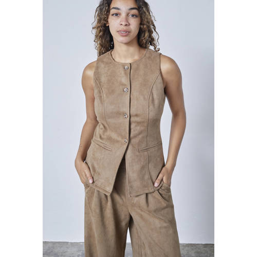 SisterS Point suede gilet bruin afbeelding