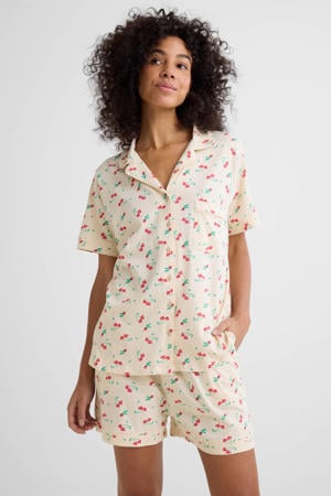 shortama ecru/rood