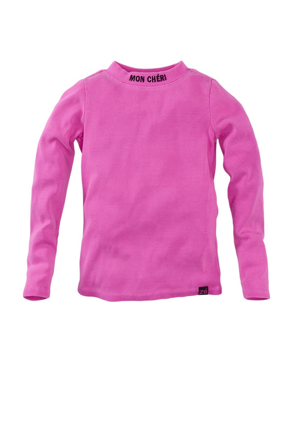 Roze meisjes Z8 kids longsleeve Isalie van stretchkatoen met effen, lange mouwen en ronde hals