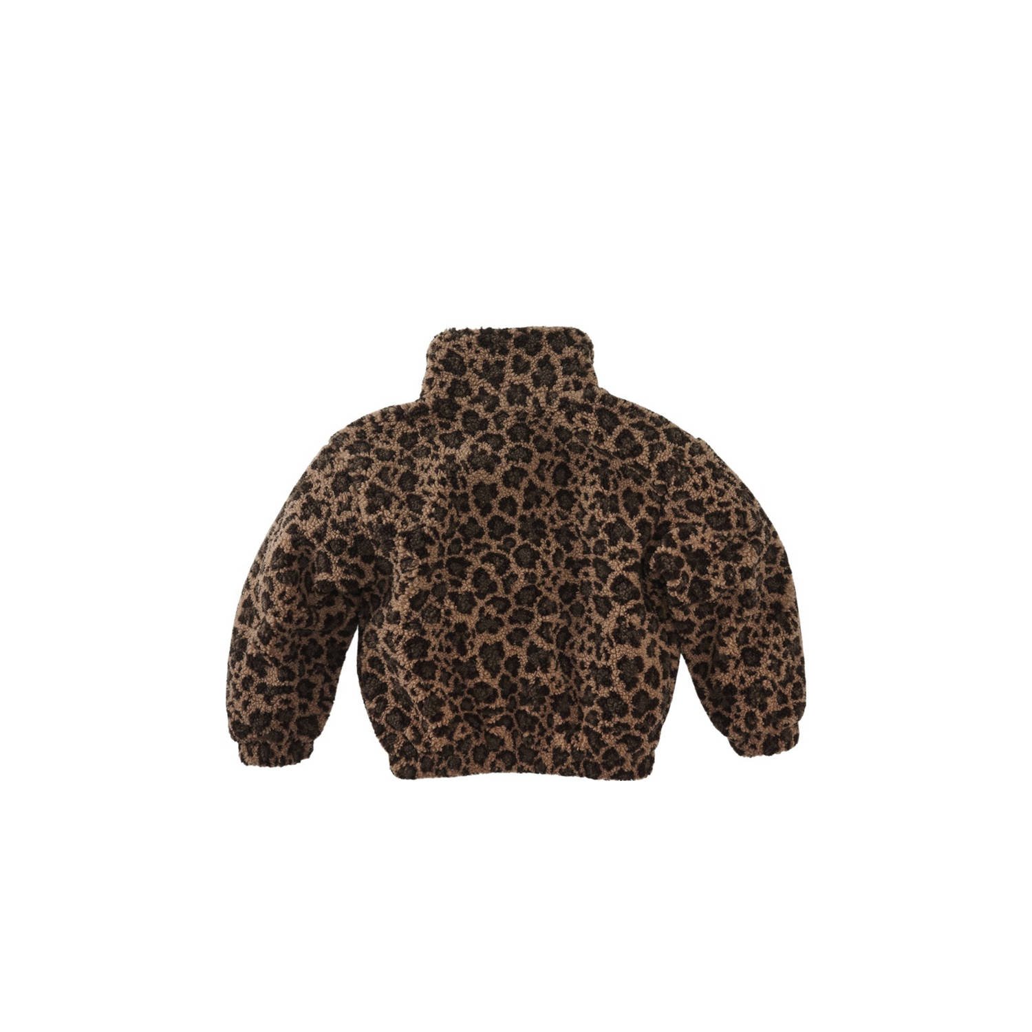 Z8 kids teddy winterjas Marika met panterprint bruin