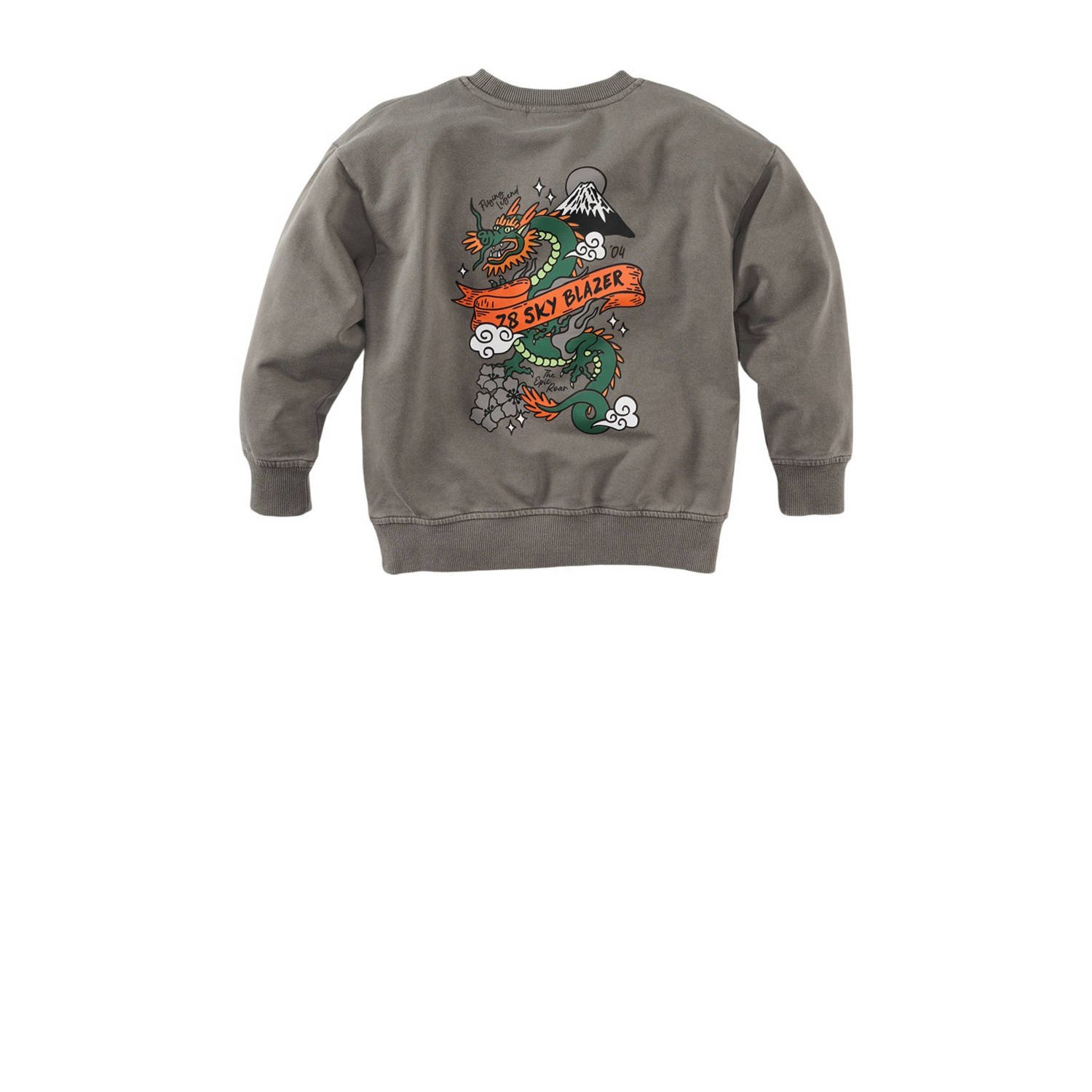 Z8 kids sweater Jett met backprint grijs