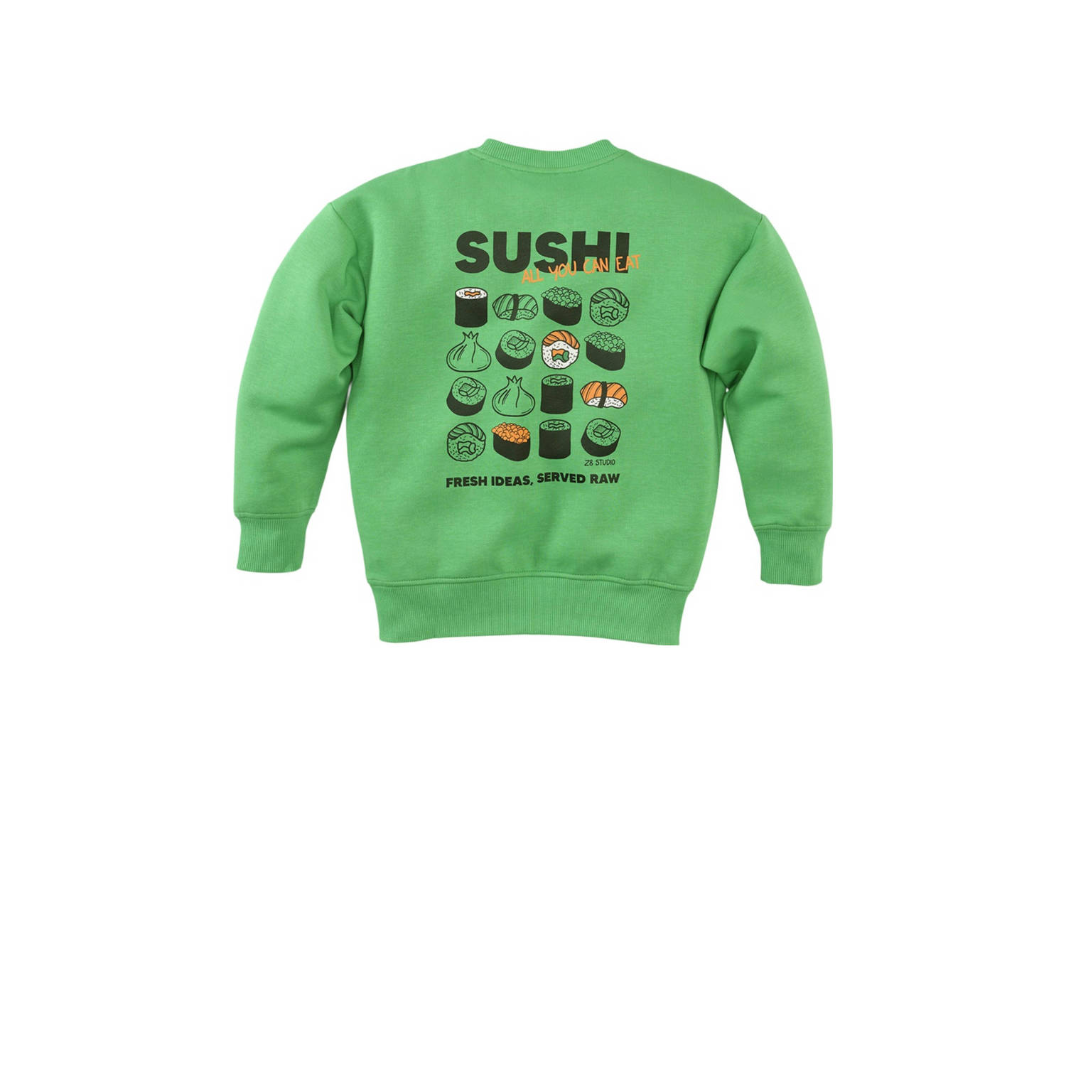 Z8 kids sweater Misja met backprint groen