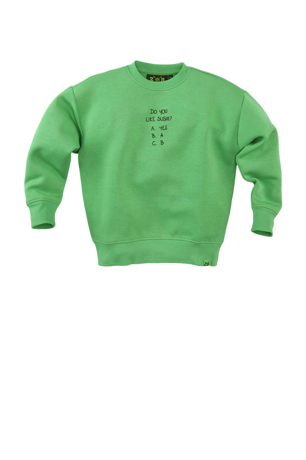 Groene jongens Z8 kids sweater Misja van polyester-katoen met backprint, lange mouwen en ronde hals