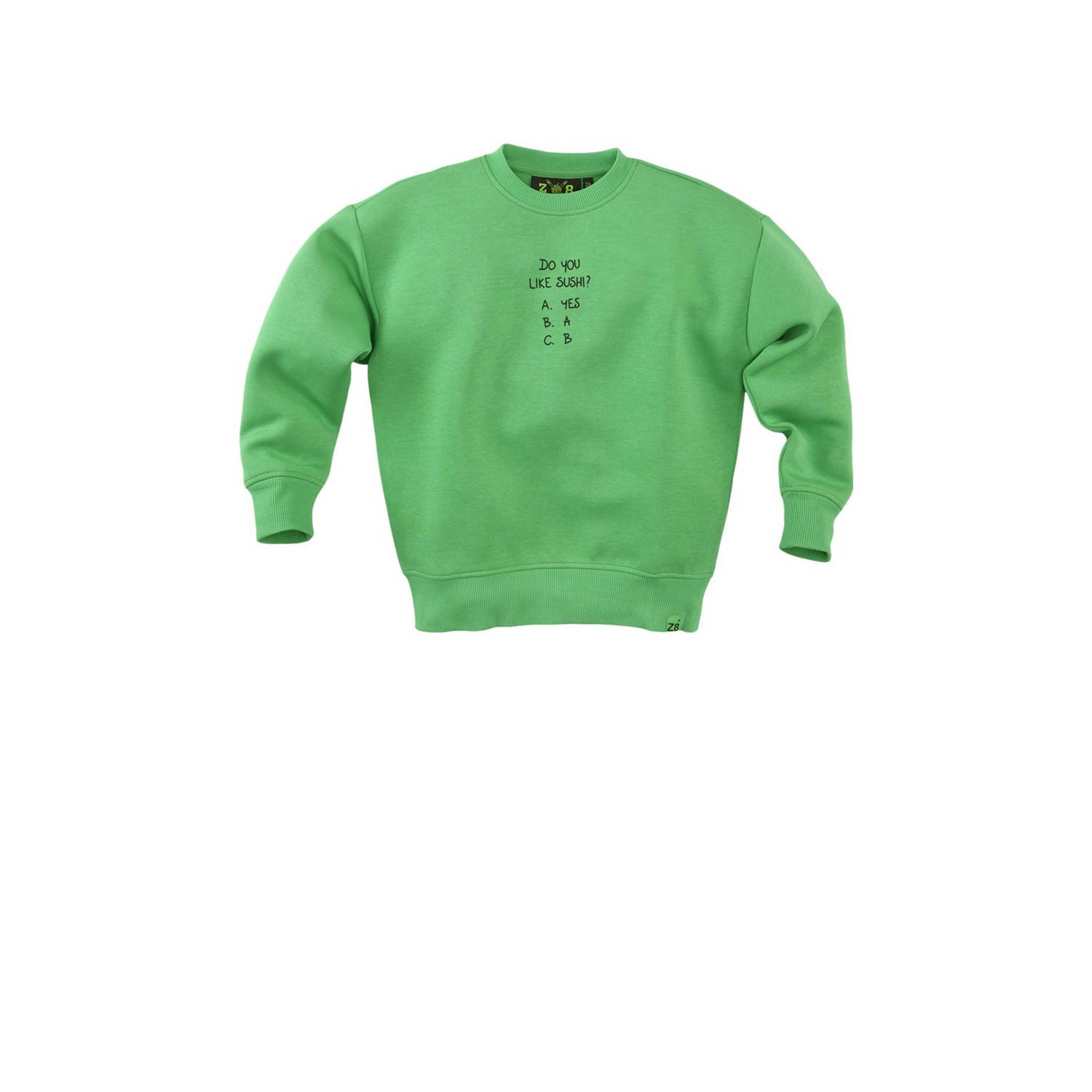 Z8 kids sweater Misja met backprint groen