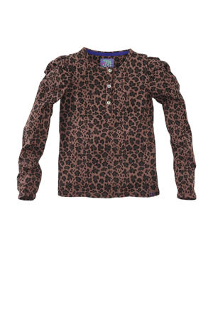 longsleeve Louisa met panterprint bruin