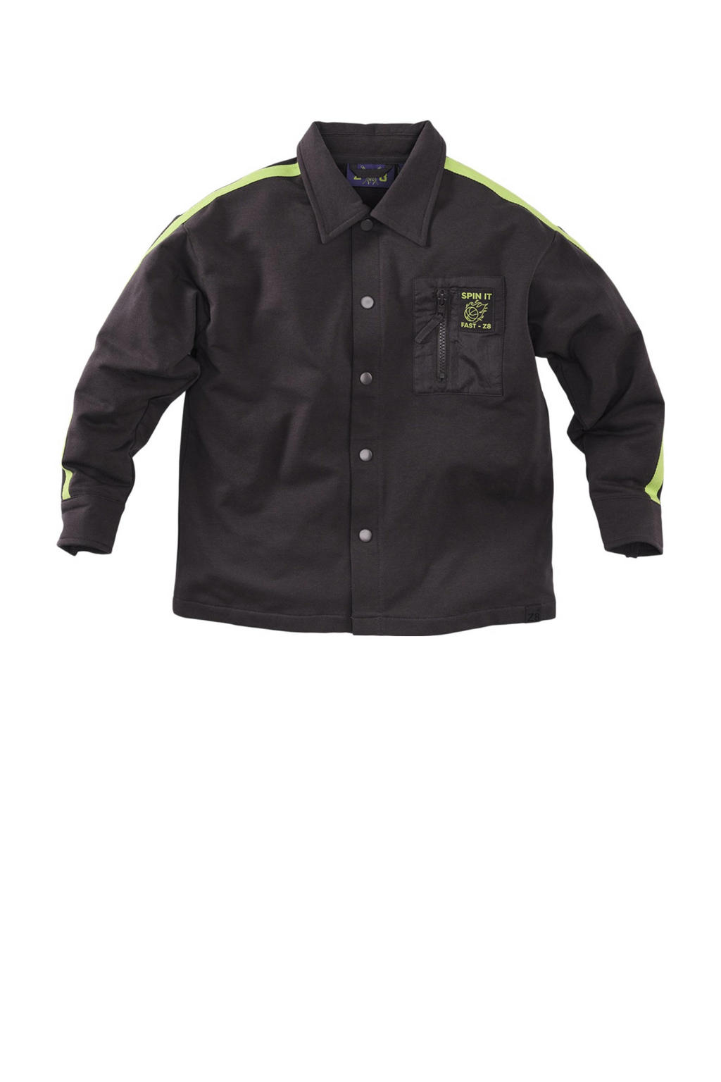 Paarse jongens Z8 kids overshirt Orion van stretchkatoen met effen, lange mouwen, klassieke kraag, drukknoopsluiting en contrast bies