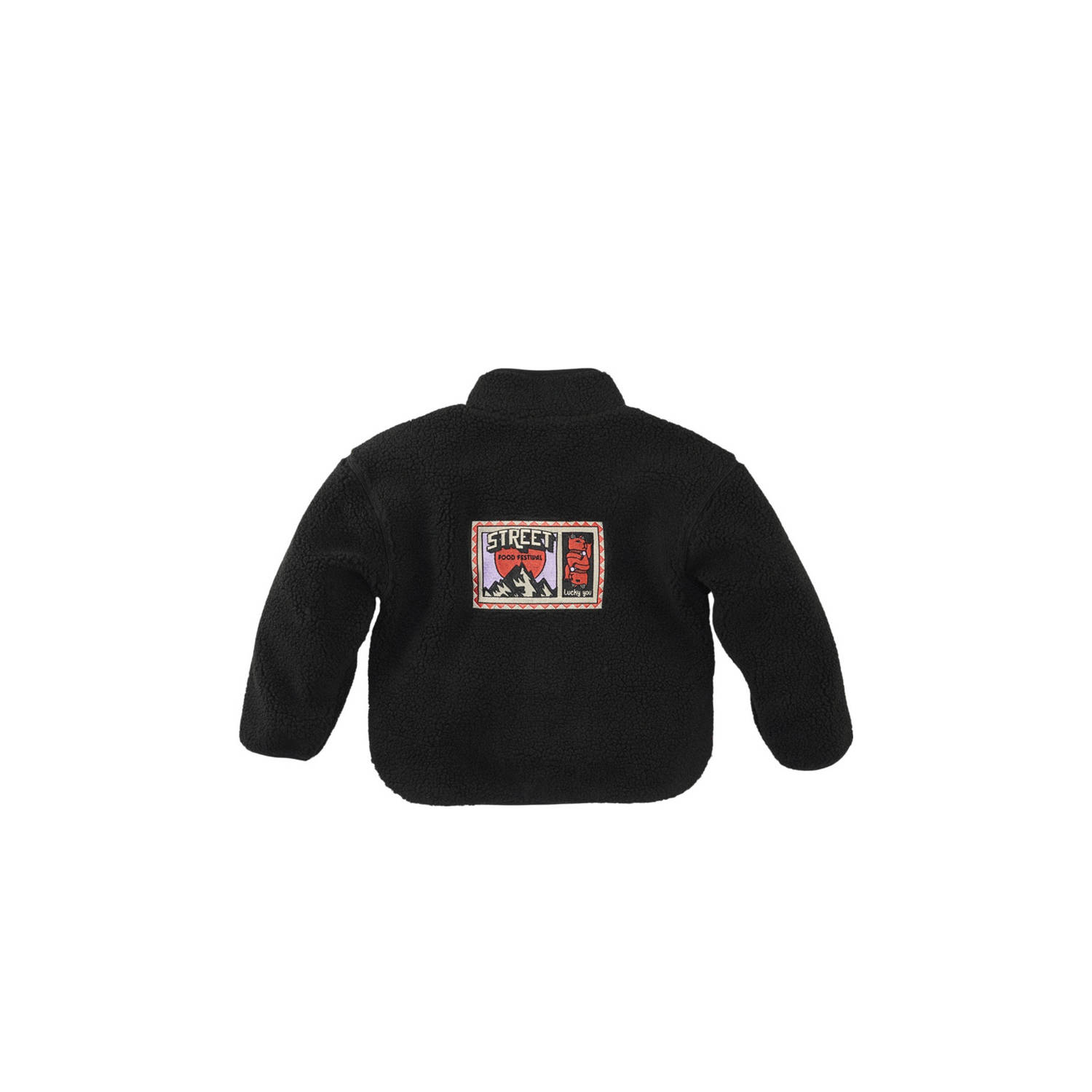Z8 kids teddy winterjas Kyzer met backprint donkerblauw