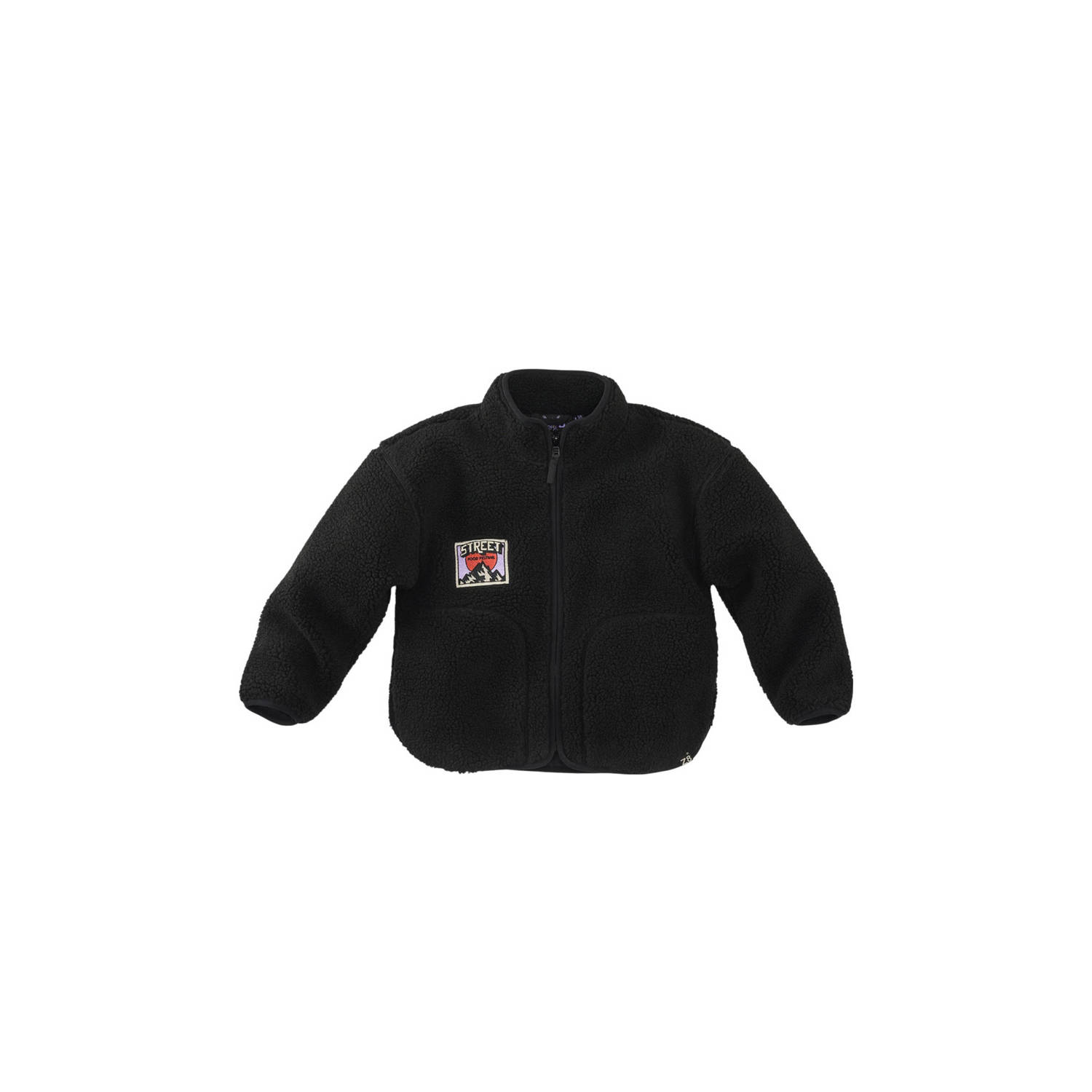 Z8 kids teddy winterjas Kyzer met backprint donkerblauw