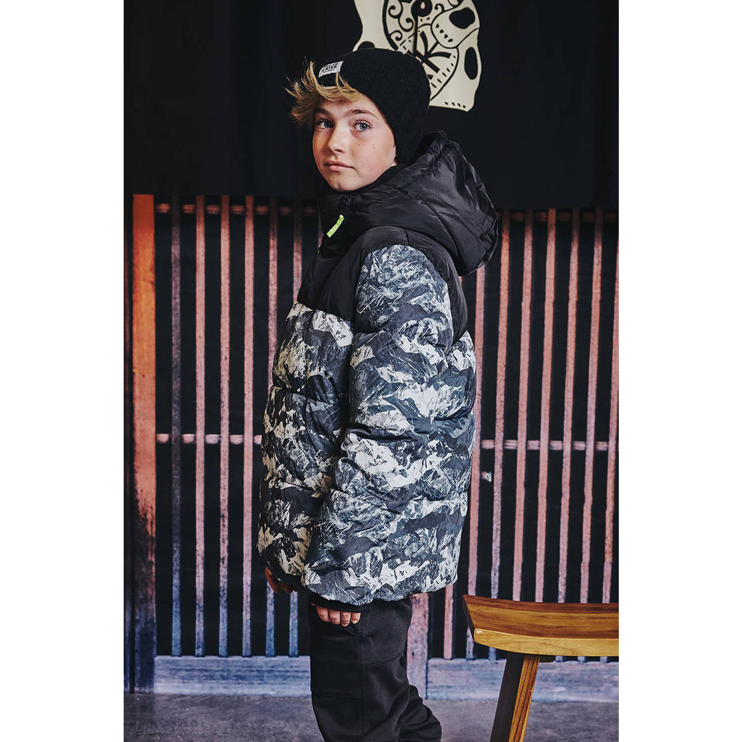 Z8 kids gewatteerde winterjas Gino donkerblauw
