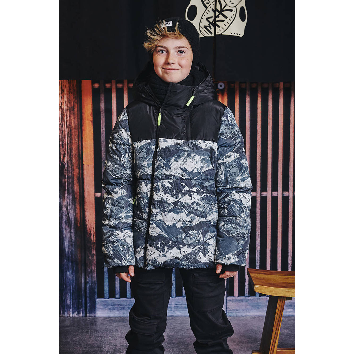 Z8 kids gewatteerde winterjas Gino donkerblauw
