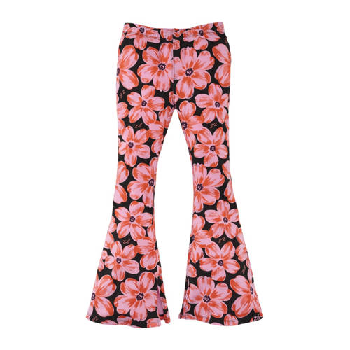 Z8 kids flared broek Merthe met bloemenprint roze/zwart afbeelding