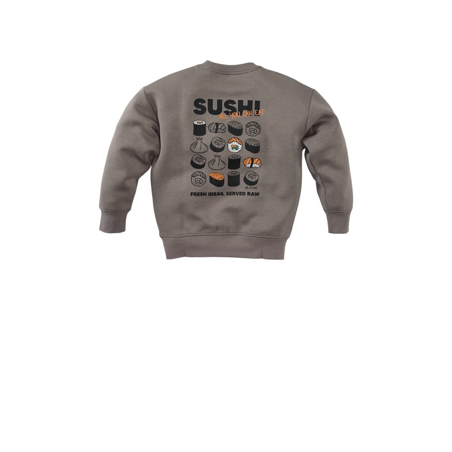 Z8 kids sweater Misja met backprint taupe