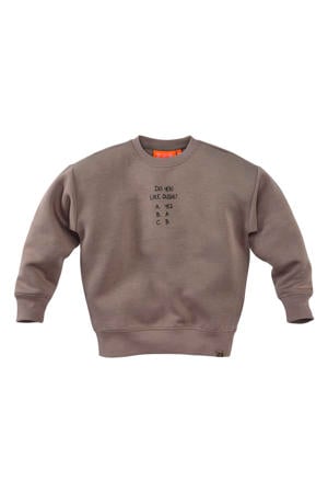 sweater Misja met backprint taupe