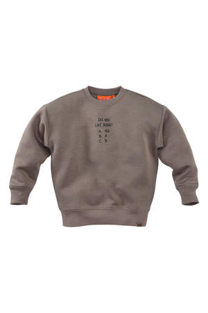 sweater Misja met backprint taupe