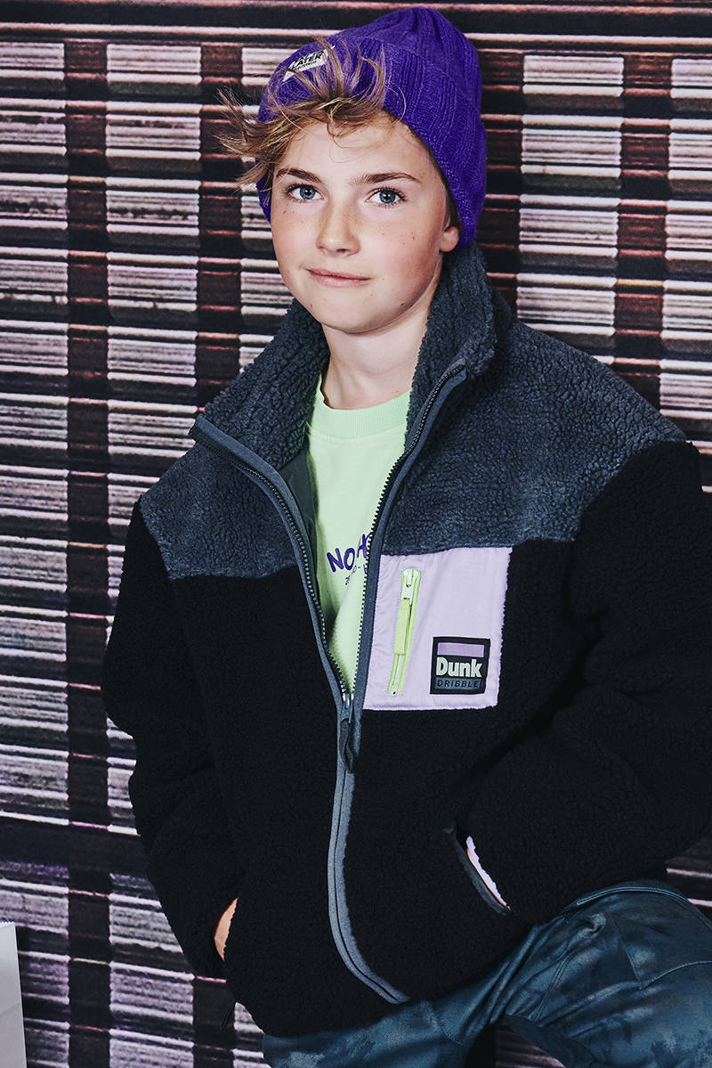 Z8 kids teddy winterjas Sverre donkerblauw/groen | wehkamp