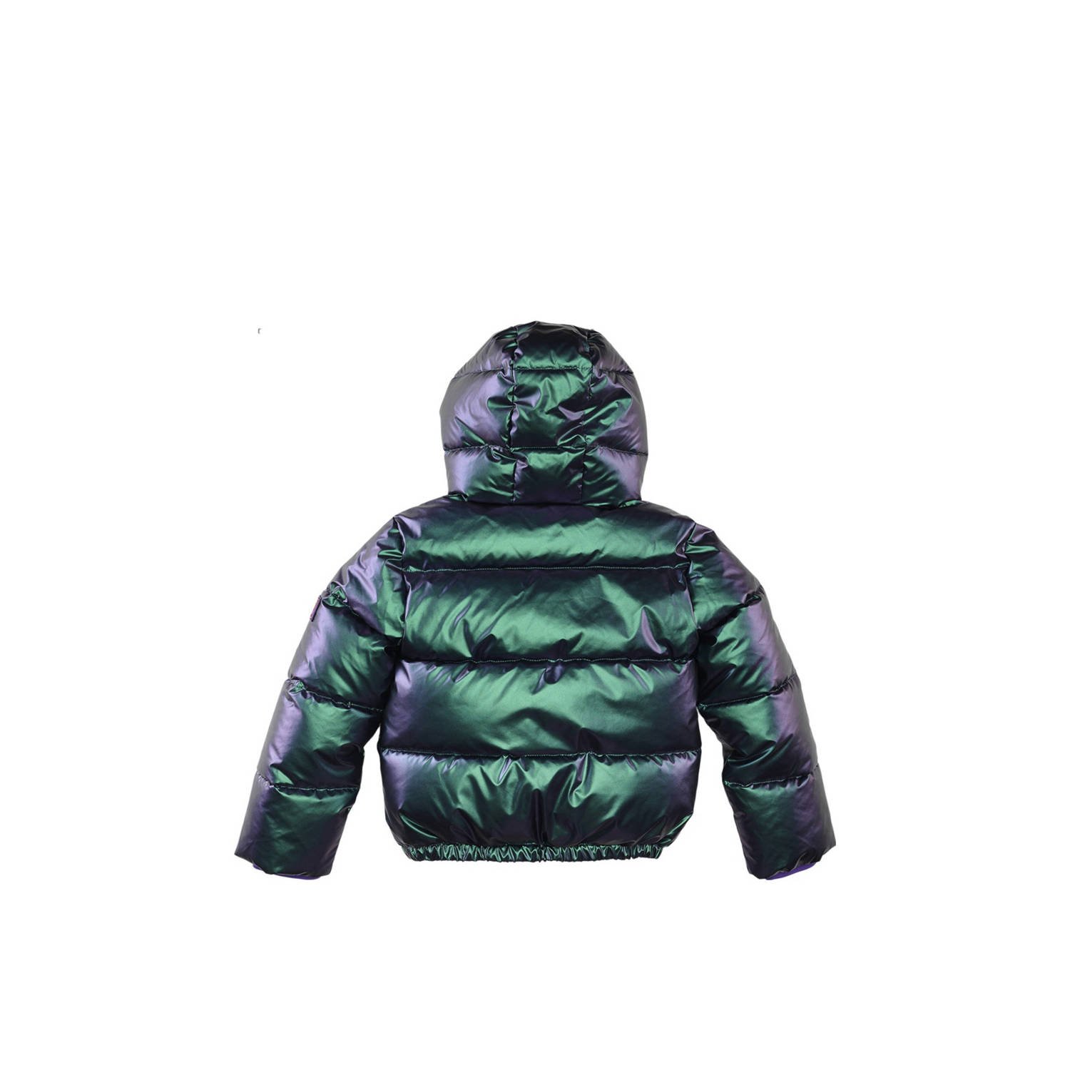 Z8 kids gewatteerde winterjas Melita metallic look groen paars