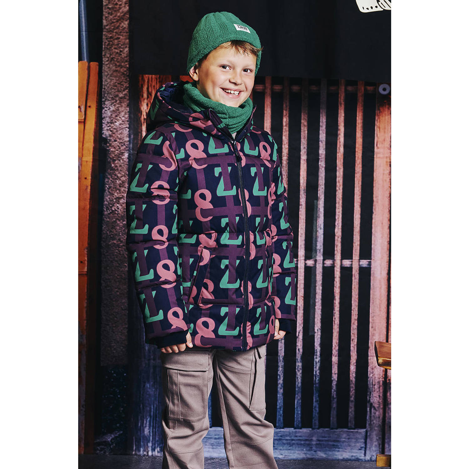 Z8 kids gewatteerde winterjas Franklin donkerblauw
