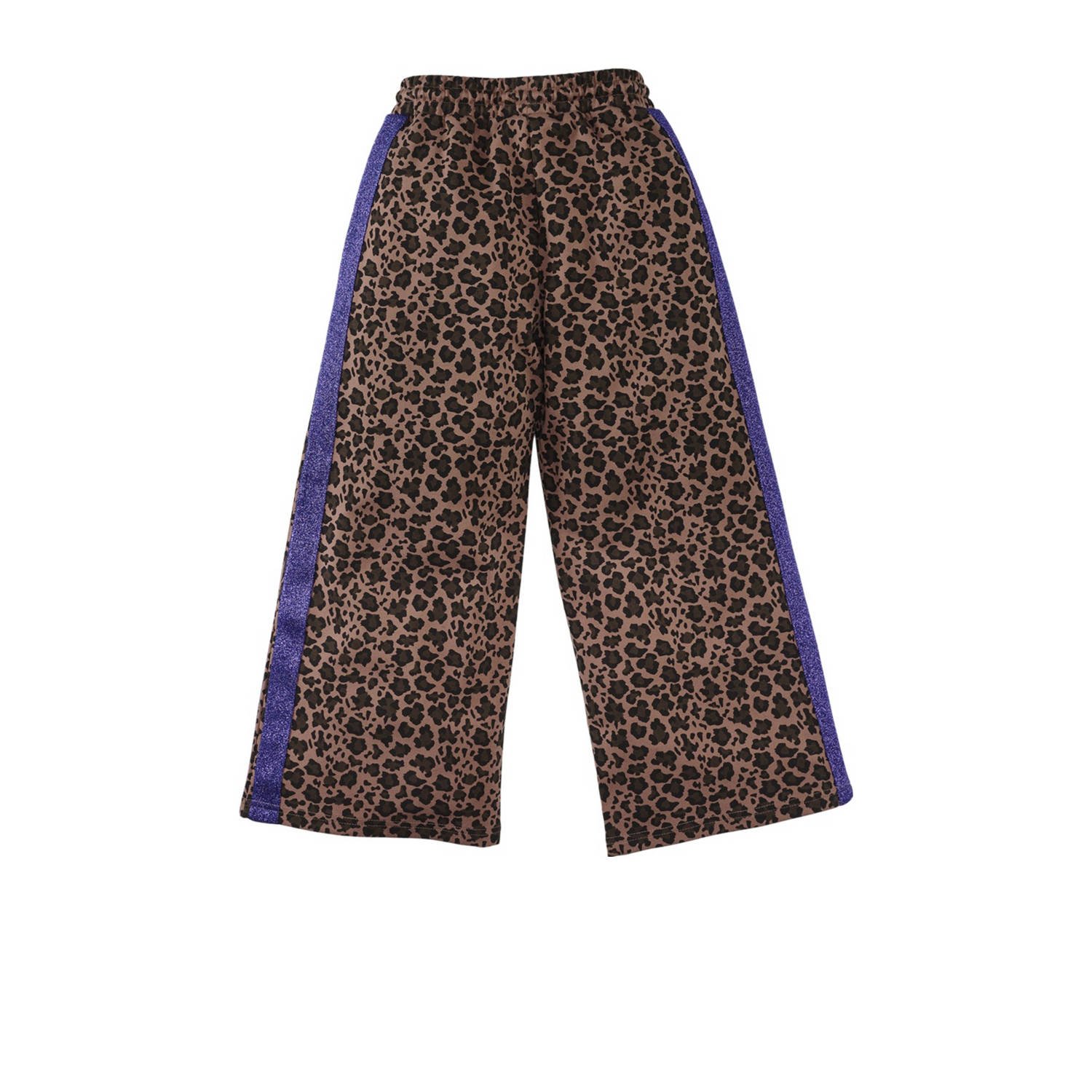 Z8 kids wide leg broek Ameera met panterprint bruin