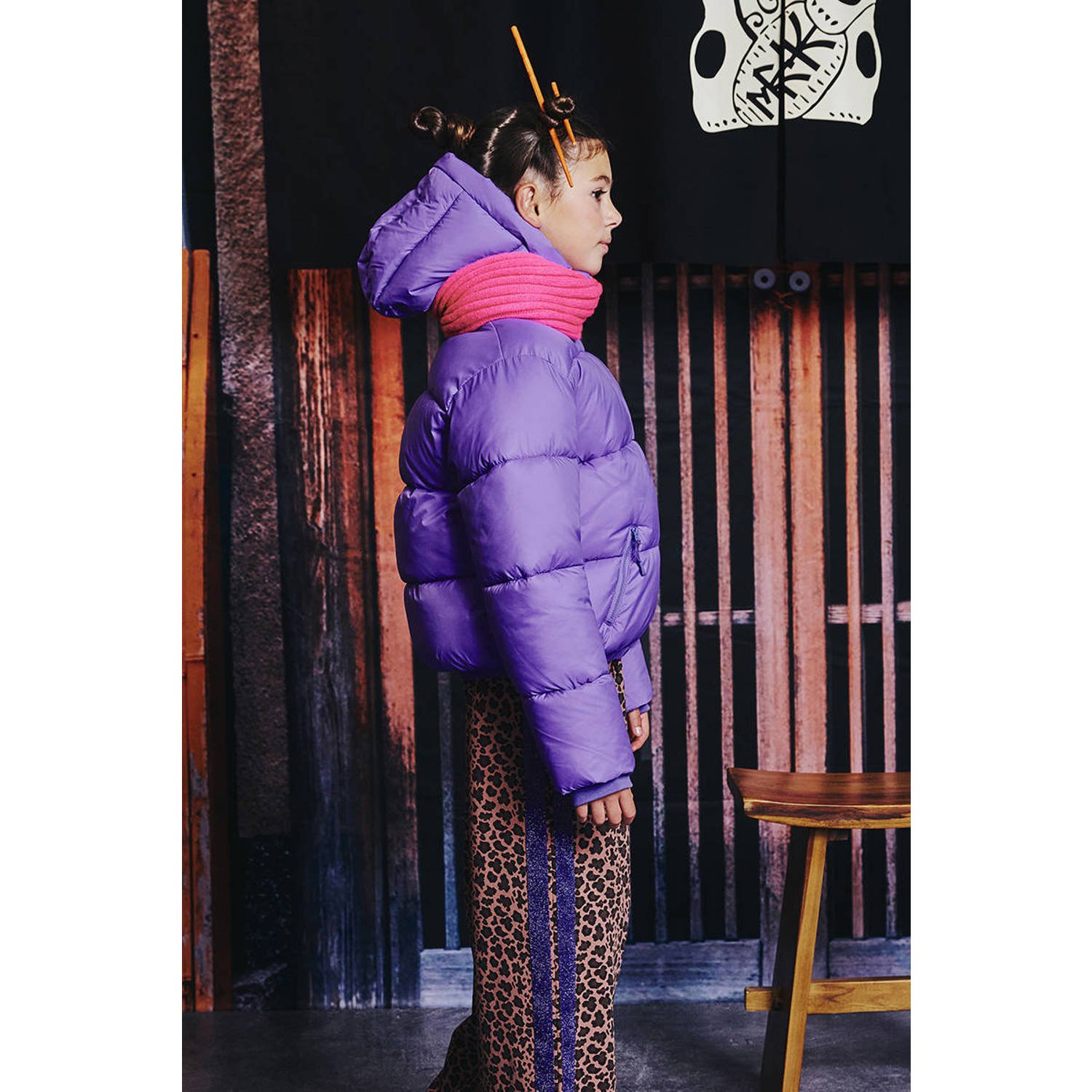 Z8 kids wide leg broek Ameera met panterprint bruin