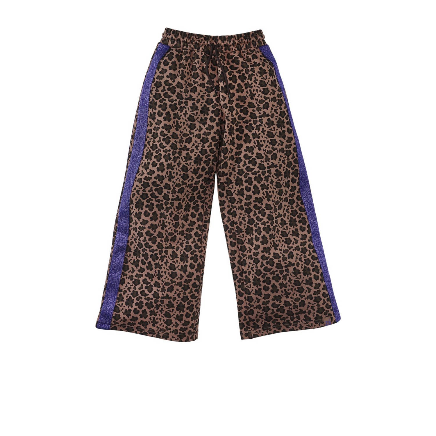 Z8 kids wide leg broek Ameera met panterprint bruin
