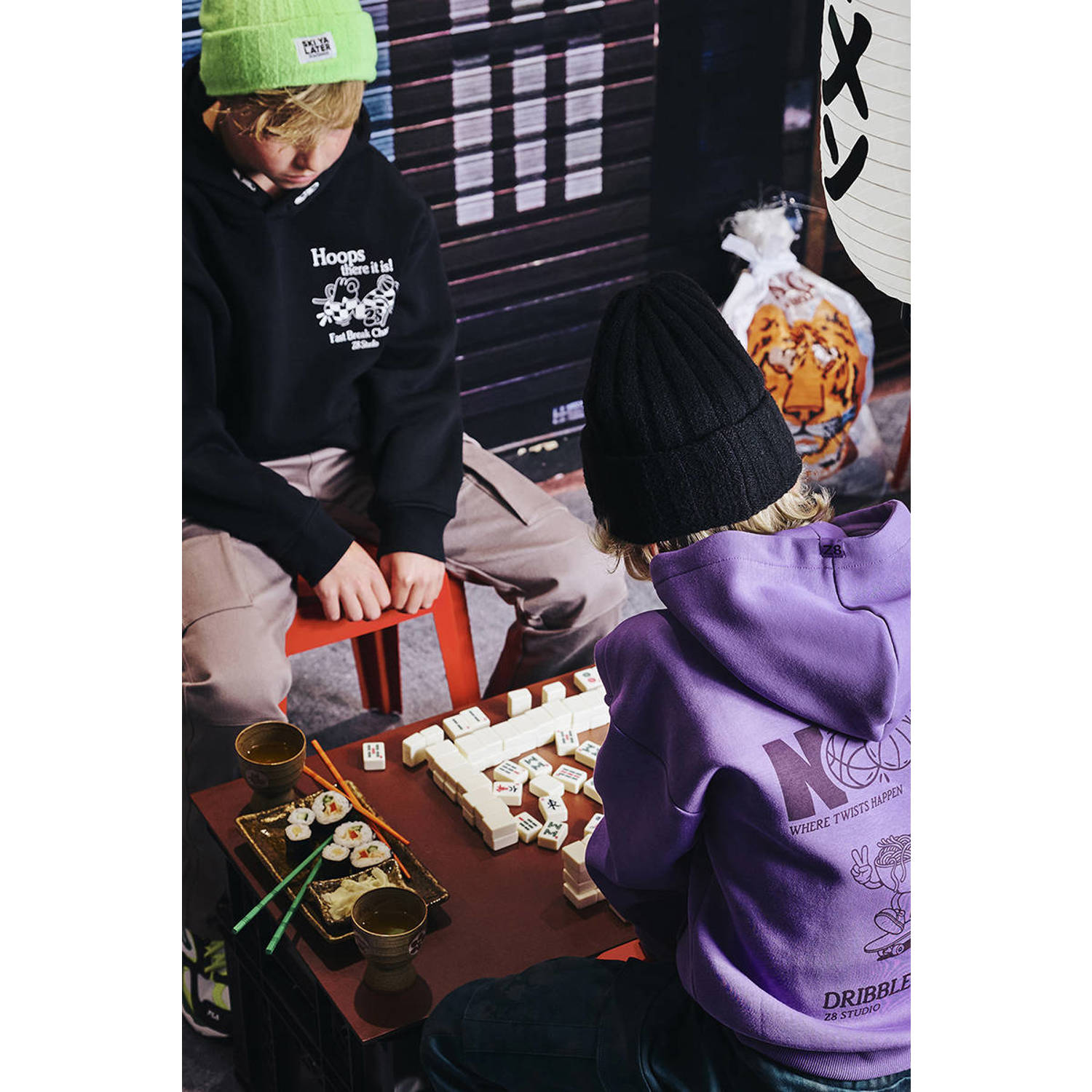 Z8 kids hoodie Jace met backprint paars