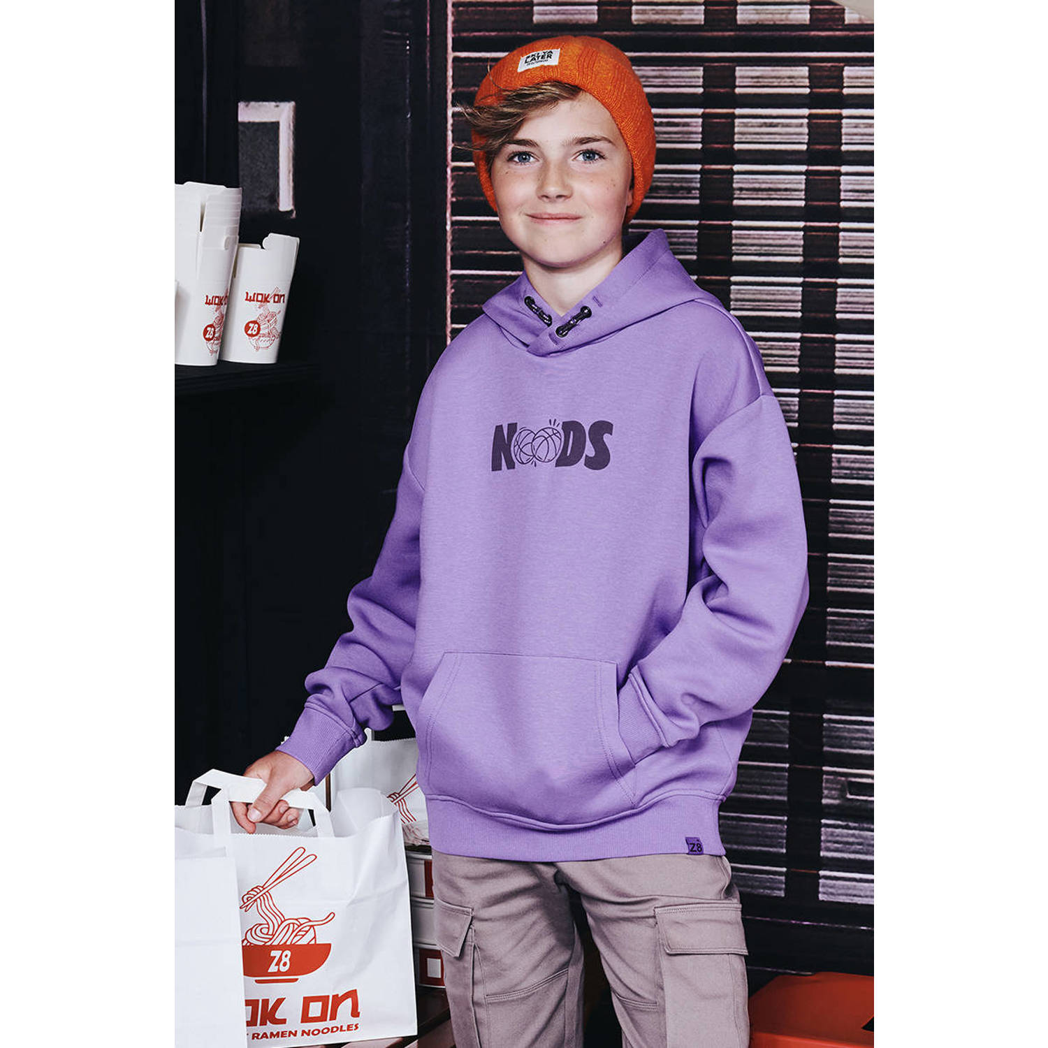 Z8 kids hoodie Jace met backprint paars