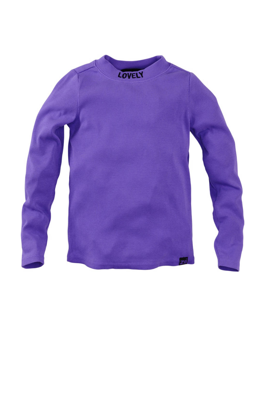 Paarse meisjes Z8 kids longsleeve Isalie van stretchkatoen met effen, lange mouwen en opstaande kraag