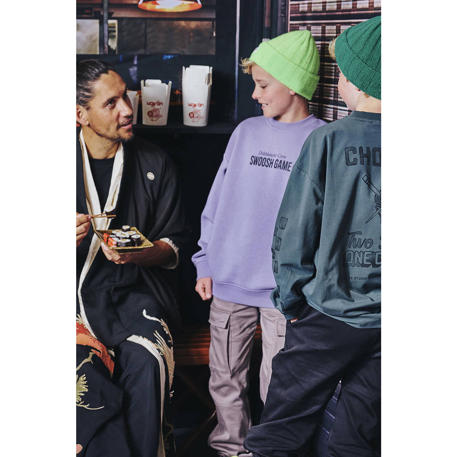Z8 kids longsleeve Vonn met backprint grijsgroen
