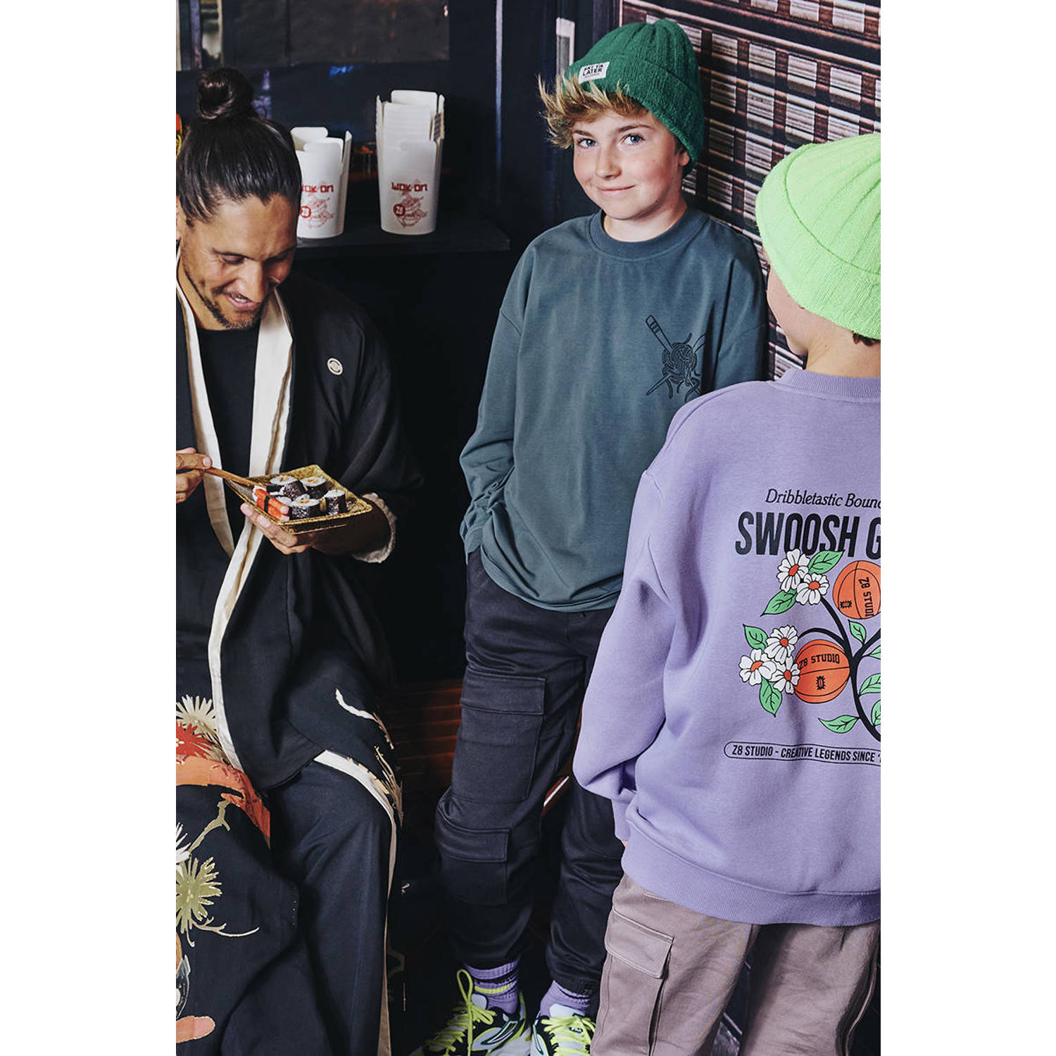 Z8 kids longsleeve Vonn met backprint grijsgroen
