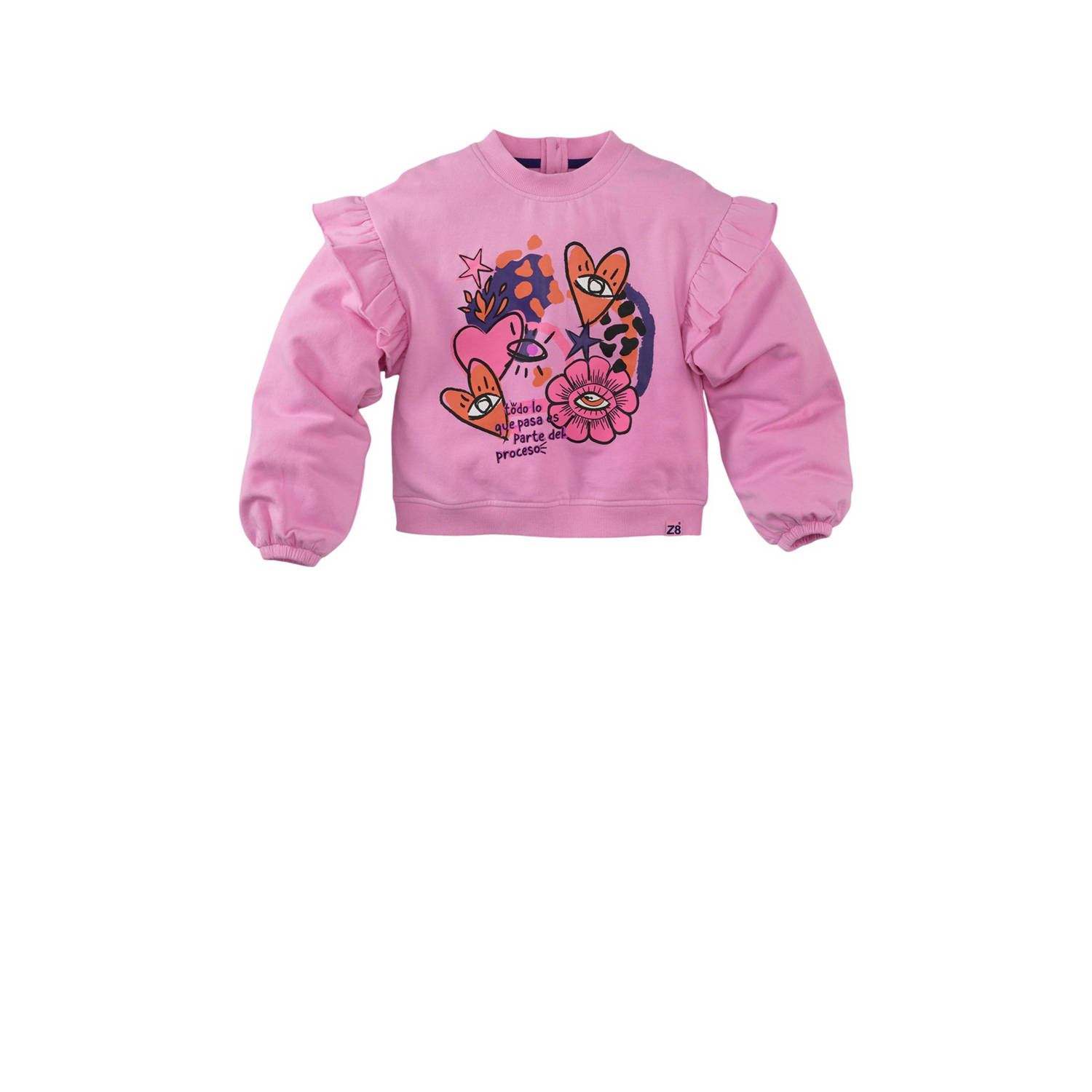 Z8 kids sweater Charelle met ruches roze