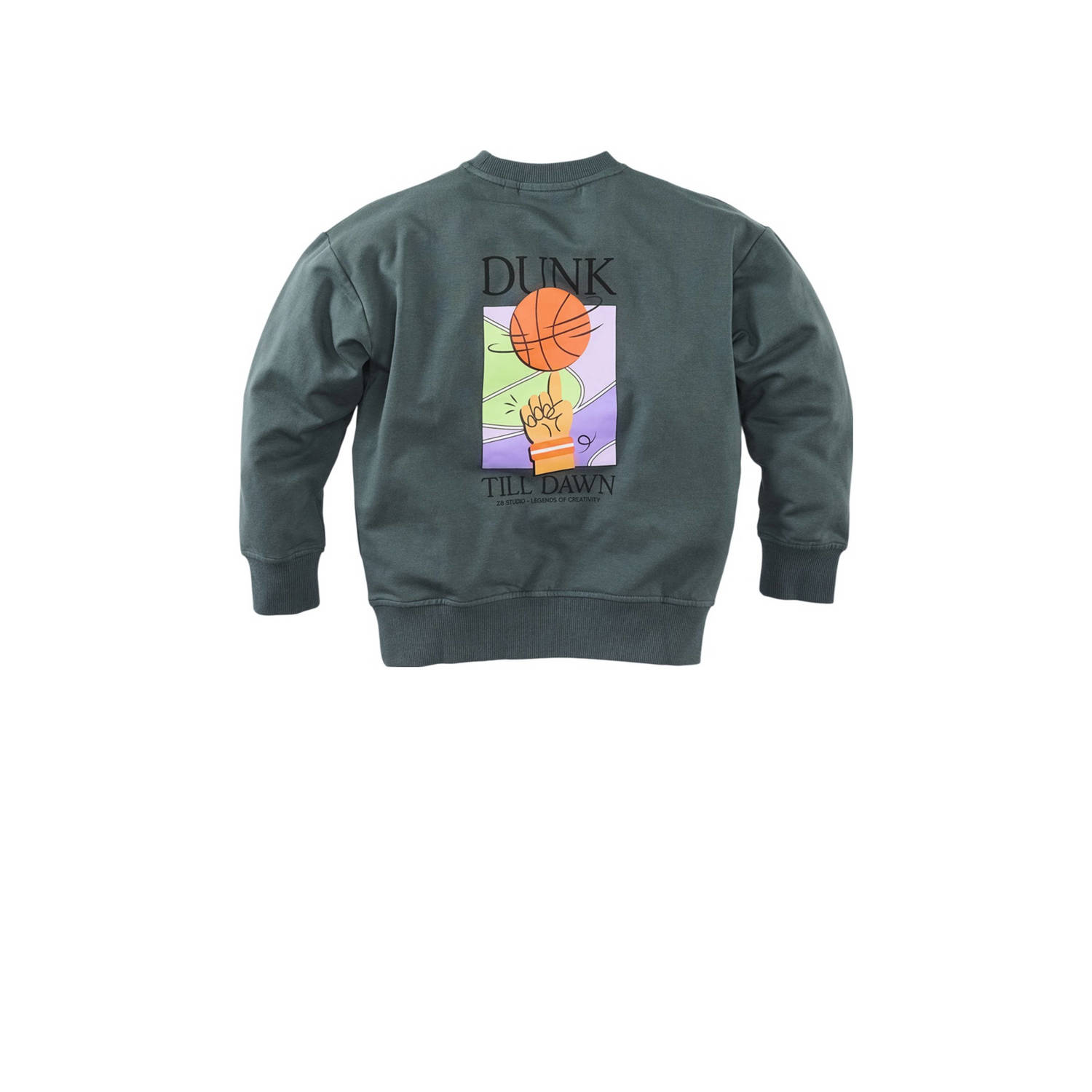 Z8 kids sweater Luka met backprint grijsgroen