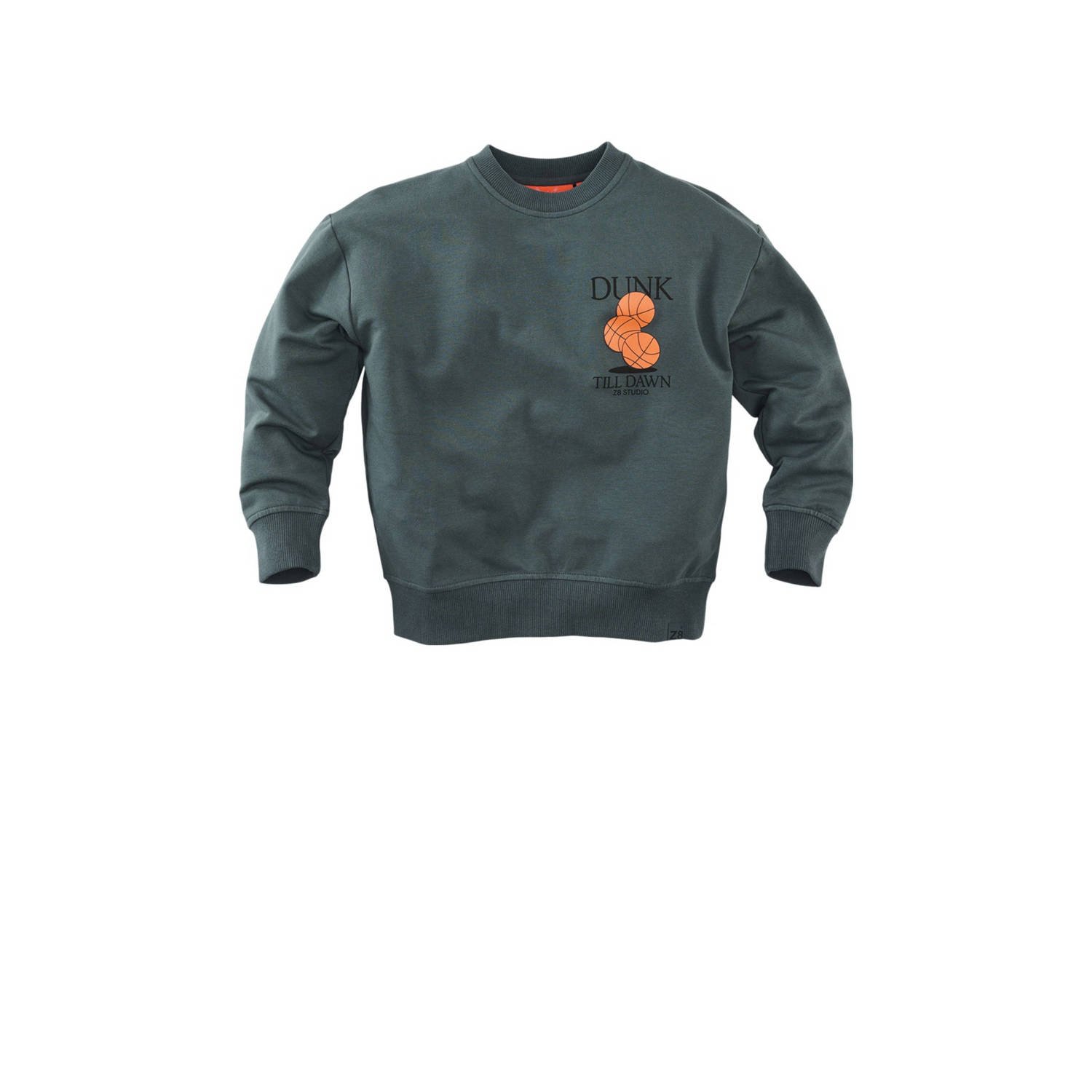 Z8 kids sweater Luka met backprint grijsgroen