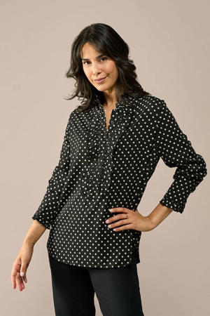 blousetop met stippen zwart