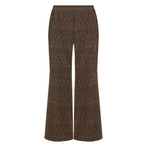 Exxcellent wide leg high waist broek goud met lurex afbeelding