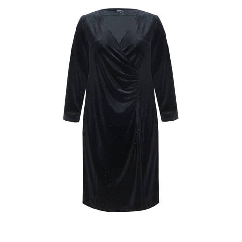 Exxcellent velours glitterjurk avondjurk met glitter zwart afbeelding