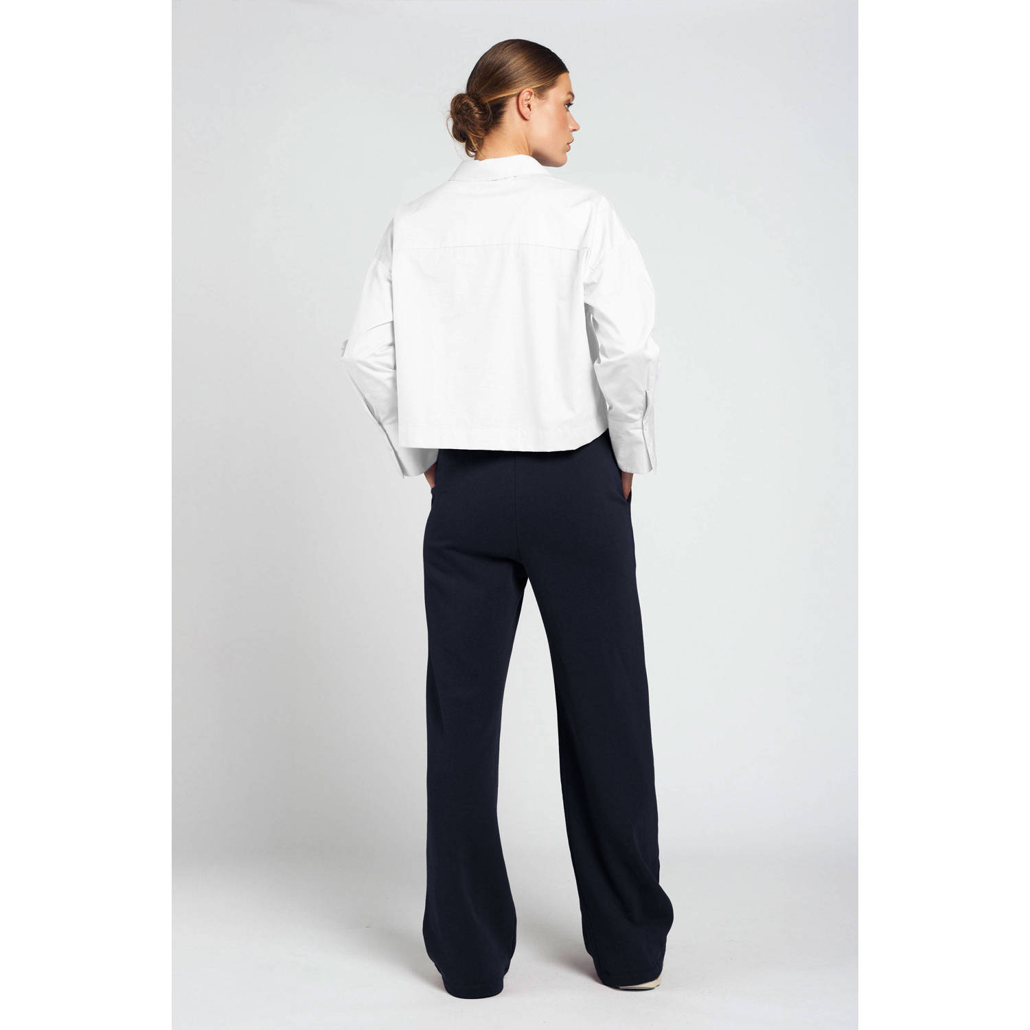 Spooq the label wide leg regular waist sweatpant donkerblauw