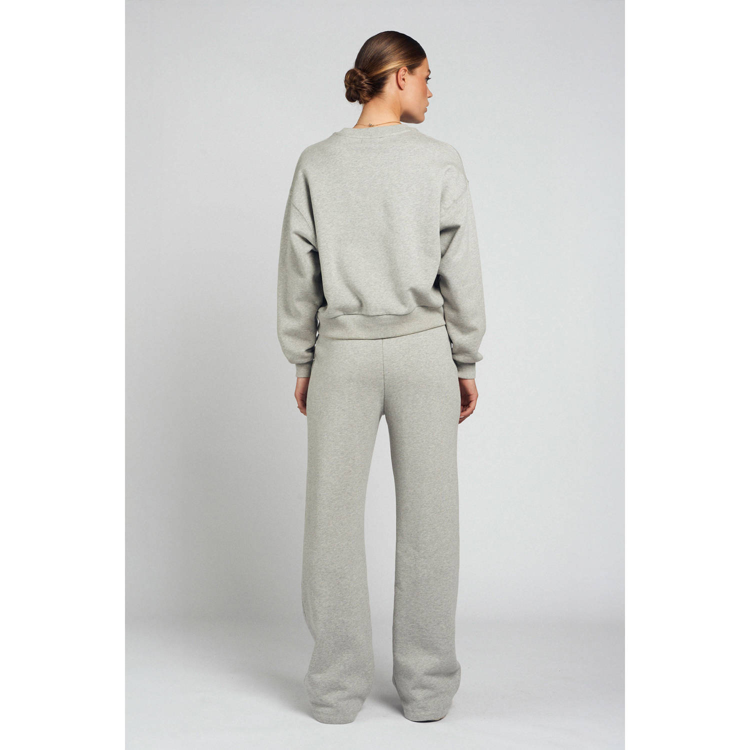 Spooq the label wide leg regular waist sweatpant lichtgrijs