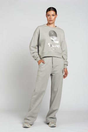 wide leg regular waist sweatpants lichtgrijs