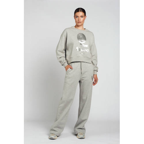 Spooq the label wide leg regular waist sweatpants lichtgrijs afbeelding