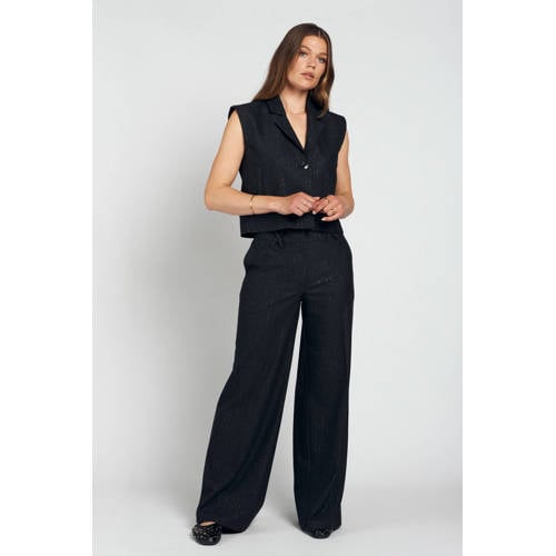 Spooq the label wide leg pantalon zwart met lurex afbeelding