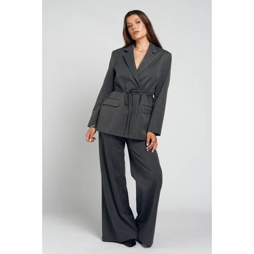 Spooq the label regular blazer met krijtstreep grijs afbeelding