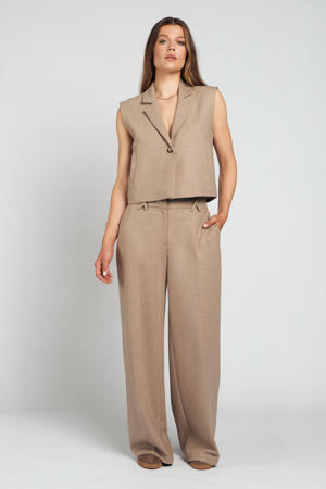 wide leg pantalon beige