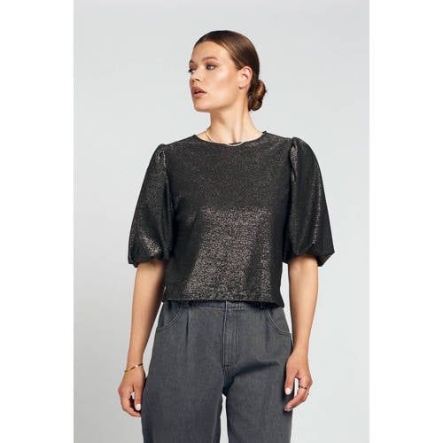 Spooq the label top zwart met lurex afbeelding