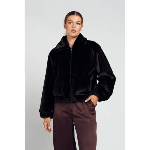 Spooq the label faux fur jas donkerbruin afbeelding