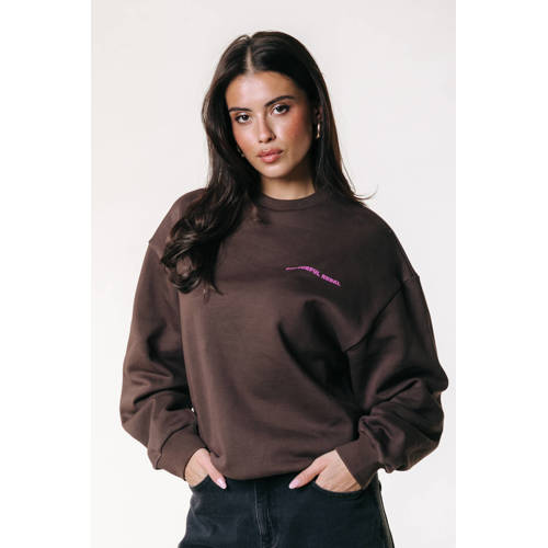 Colourful Rebel sweater met backprint bruin afbeelding
