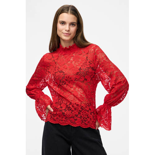 PIECES kanten top rood afbeelding