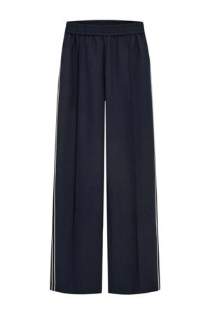 wide leg regular waist broek donkerblauw