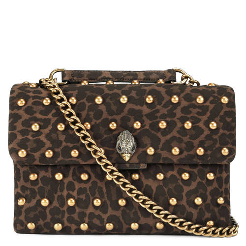 Kurt Geiger suède crossbody tas Kensington met panterprint donkerbruin afbeelding